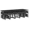 vidaXL 15 pcs conjunto de jantar p/jardim com almofad&otilde;es vime PE preto