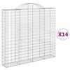 vidaXL Cestos gabi&atilde;o arqueados 14 pcs 200x30x180/200 ferro galvanizado