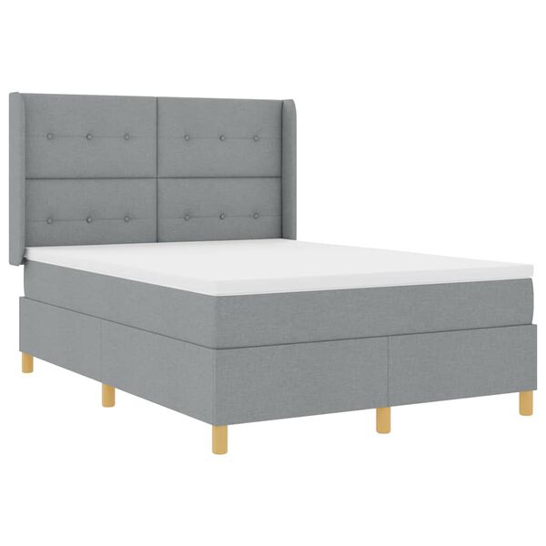 vidaXL Cama Box com colch&atilde;o Cinzento-claro 140 x 200 cm tecido