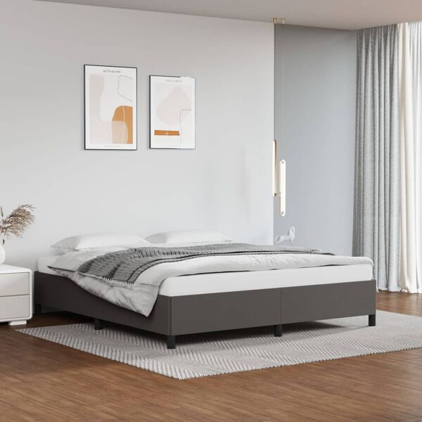 vidaXL Estrutura de cama 160x200 cm couro artificial cinzento