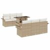 vidaXL Conjunto de Sof&aacute; de Jardim com almofada 7 pcs Bege vime PE