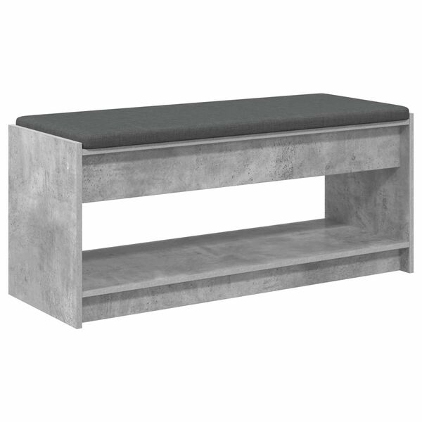 vidaXL Banco de Hall com almofada Cinzento Concreto 103 x 38 x 45 cm