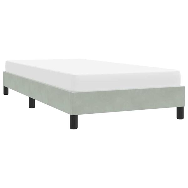 vidaXL Estrutura de cama sem colch&atilde;o 100x220 cm veludo cinzento-claro