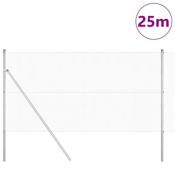 vidaXL Poste de Cerca Prateado 25 x 1,2 m (malha de 12 x 12 mm) A&ccedil;o