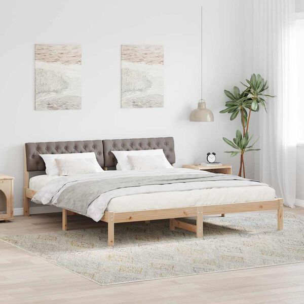 vidaXL Estrutura da cama com cabeceira Marrom e taupe 180 x 200 cm