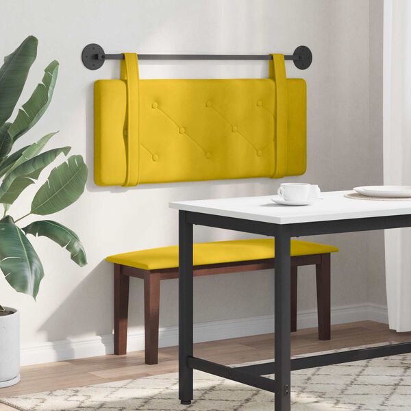 vidaXL Cabeceira Suspensa Amarelo 110 x 55 x 5 cm Veludo