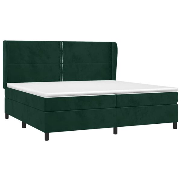vidaXL Cama com molas/colch&atilde;o 200x200 cm veludo verde-escuro