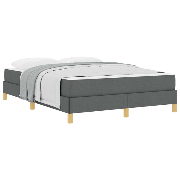 vidaXL Cama Box com colch&atilde;o Cinza Escuro 160 x 200 cm tecido