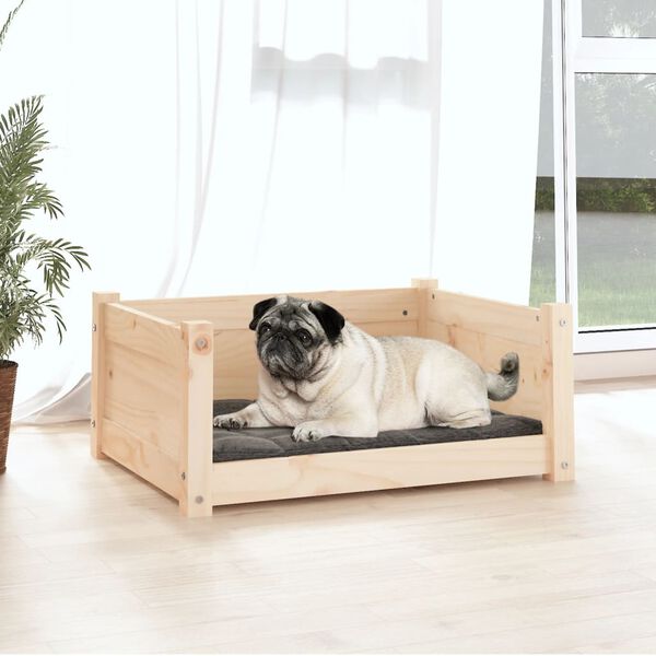 vidaXL Cama para c&atilde;es 65,5x50,5x28 cm Madeira de pinho maci&ccedil;a