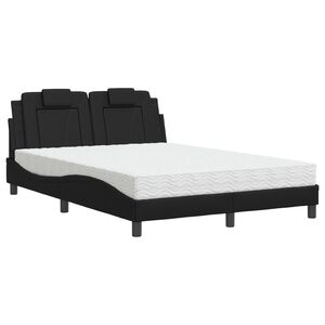 vidaXL Cama Viana com colch&atilde;o 140x190 cm couro artificial preto