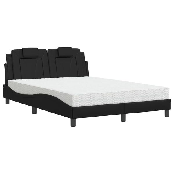vidaXL Cama Viana com colch&atilde;o 140x190 cm couro artificial preto