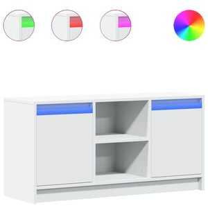vidaXL M&oacute;vel de TV com luzes LED derivados de madeira branco
