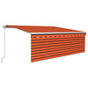 vidaXL Toldo retr&aacute;til manual com estore/LED 4,5x3 m laranja/castanho