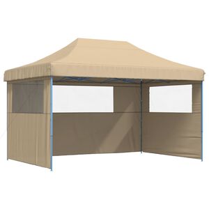 vidaXL Tenda para festas pop-up dobr&aacute;vel com 3 paredes laterais bege