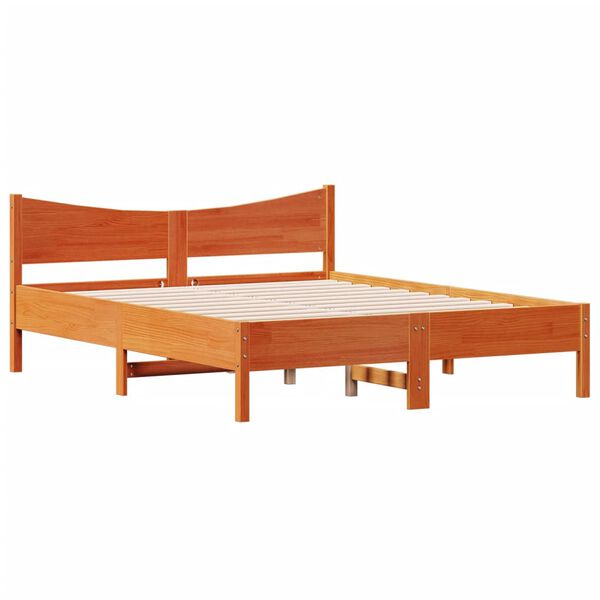 vidaXL Cama sem colch&atilde;o 160x200 cm madeira pinho maci&ccedil;o castanho-mel