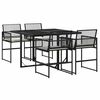 vidaXL 5 pcs conjunto de jantar p/ jardim c/ almofad&otilde;es vime PE preto