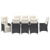 vidaXL Conjunto de Jantar para Jardim 9 pcs Preto Rattan Sint&eacute;tico