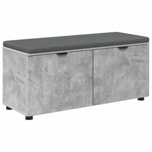 vidaXL Banco de Hall com almofada Cinzento Concreto 100 x 38 x 46 cm