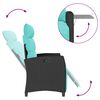 vidaXL Cadeira de jardim reclin&aacute;vel com mesa de apoio vime PE preto