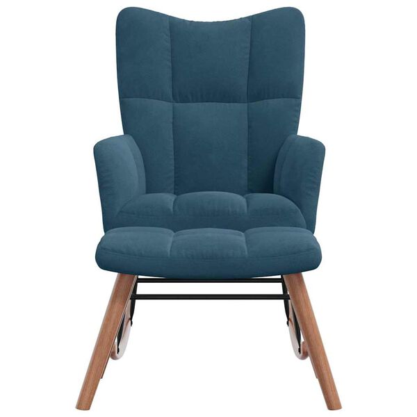 vidaXL Cadeira de balan&ccedil;o com banco em veludo azul