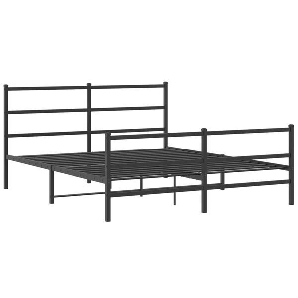 vidaXL Estrutura de cama com cabeceira e pés 150x200 cm metal preto