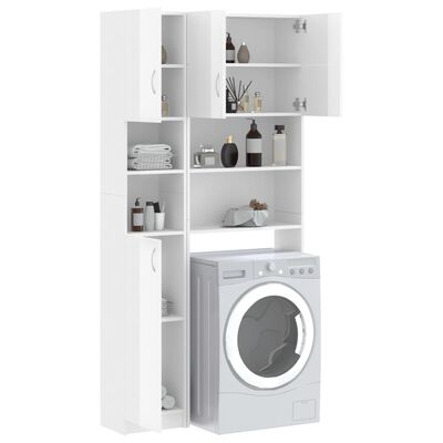 vidaXL Conj. armários máquina lavar roupa contrapl. branco brilhante