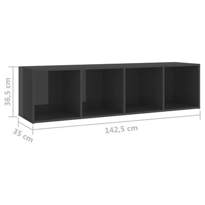 vidaXL Móveis de TV 2 pcs 142,5x35x36,5 cm contrapl. cinza brilhante