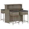 vidaXL 5 pcs conjunto de bar p/ jardim c/ almofad&otilde;es vime PE cinzento