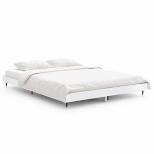 vidaXL Estrutura cama 140x190 cm derivados de madeira branco brilhante