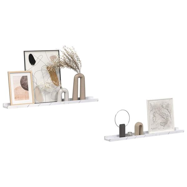 vidaXL Prateleira de Parede 2 pcs M&aacute;rmore Branco 80 x 9 x 3 cm