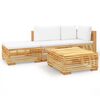vidaXL 4 pcs conjunto lounge jardim c/ almofad&otilde;es madeira teca maci&ccedil;a
