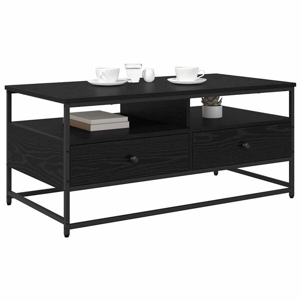 vidaXL Mesa de centro com gaveta Carvalho Preto 100 x 51 x 45 cm