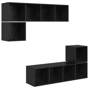 vidaXL Conjunto de m&oacute;vel de TV 4 pcs Carvalho Preto Madeira processada