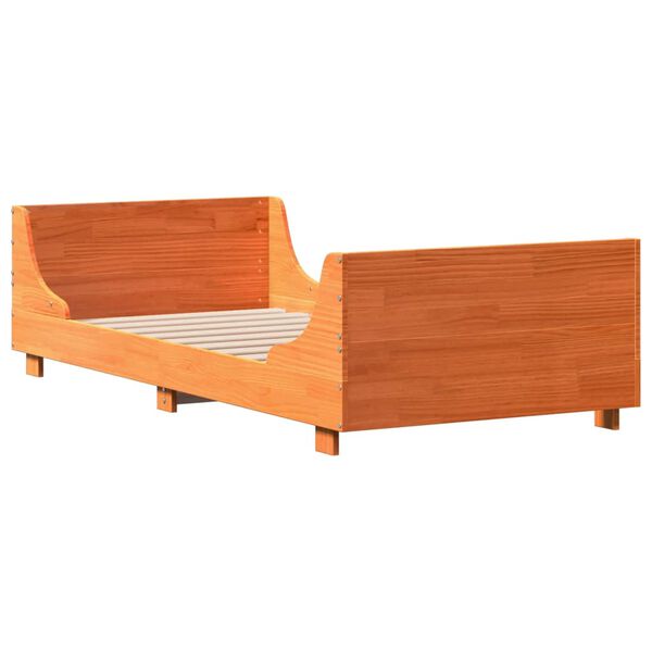 vidaXL Cama sem colchão 75x190 cm madeira de pinho maciça castanho-mel