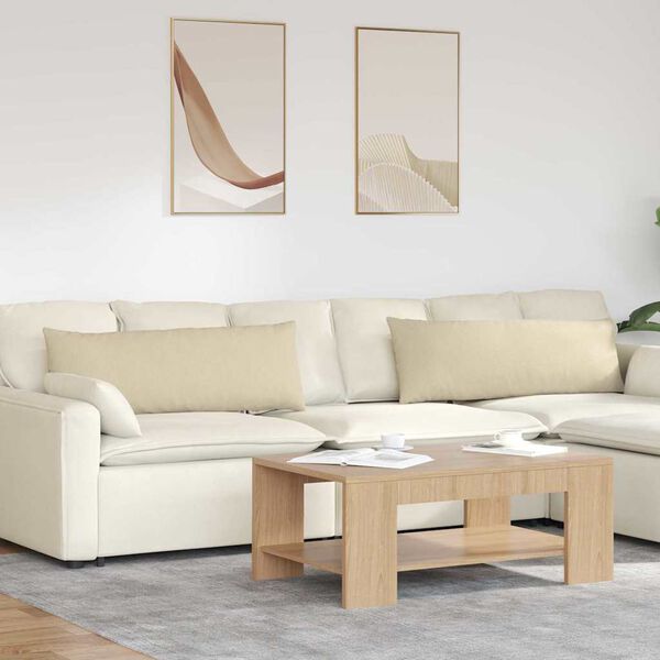 vidaXL Travesseiros de Sofá 2 pcs Creme 120 x 40 cm tecido