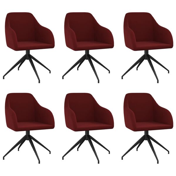 vidaXL Cadeiras de jantar 6 pcs veludo vermelho tinto