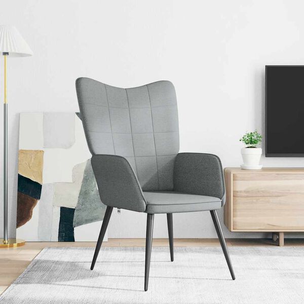 vidaXL Cadeira de descanso tecido cinzento-claro