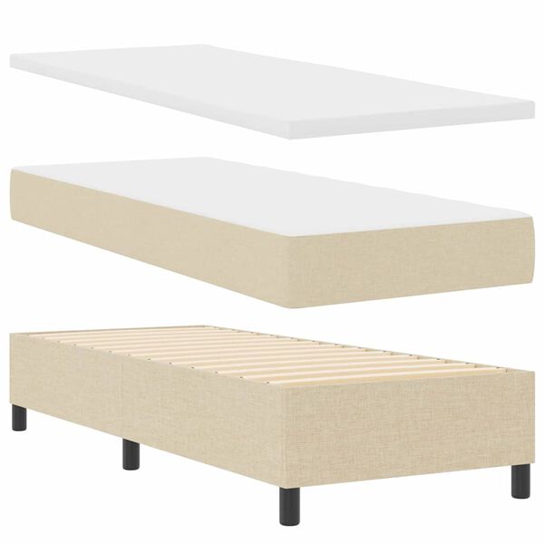 vidaXL Cama Box com colch&atilde;o com cabeceira Creme 80 x 200 cm tecido