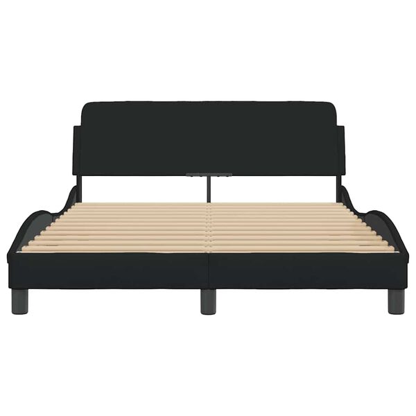 vidaXL Estrutura de cama Dover 140x190 cm tecido preto