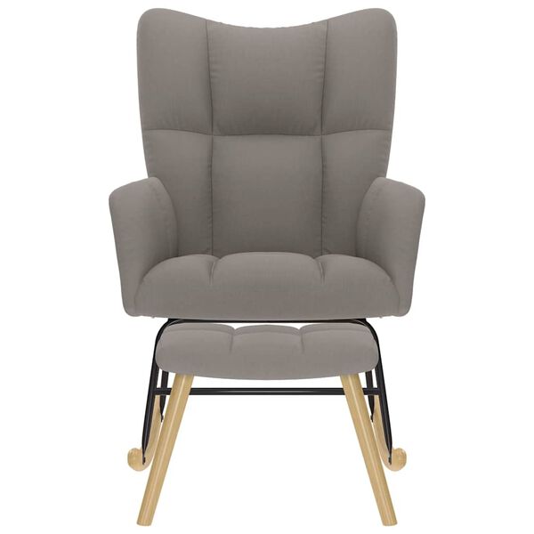 vidaXL Cadeira de baloi&ccedil;o com apoio de p&eacute;s tecido cinzento-acastanhado