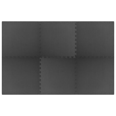 vidaXL Tapetes de chão 6 pcs 2,16 ㎡ espuma de EVA preto