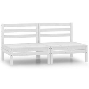 vidaXL Sof&aacute; de 2 lugares para jardim pinho maci&ccedil;o branco