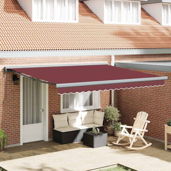 vidaXL Toldo retrátil automático 400x300 cm bordô