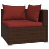vidaXL 12 pcs conjunto lounge jardim c/ almofadões vime PE castanho