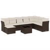 vidaXL 9 pcs conjunto sof&aacute;s p/ jardim c/ almofad&otilde;es vime PE castanho