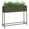 vidaXL Vaso Elevado para Jardim Verde-oliva 100 x 26 x 82 cm A&ccedil;o