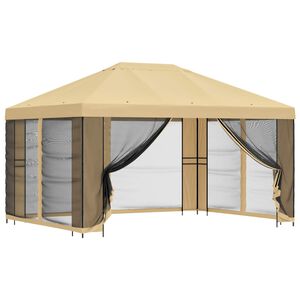 vidaXL Gazebo de Jardim com Laterais 4 &times; 3 m Creme Poli&eacute;ster e A&ccedil;o