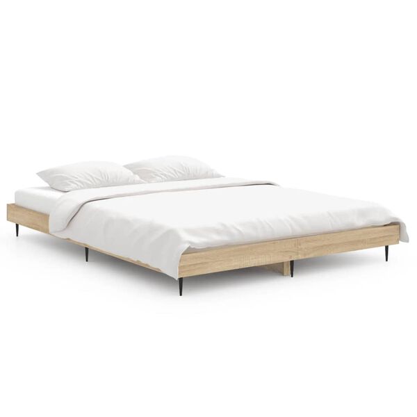 vidaXL Estrutura de cama 135x190 cm derivados madeira carvalho sonoma