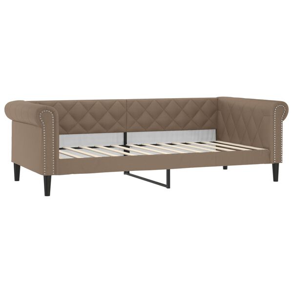 vidaXL Sof&aacute;-cama com gavet&atilde;o e colch&otilde;es 90x200cm artificial cappuccino