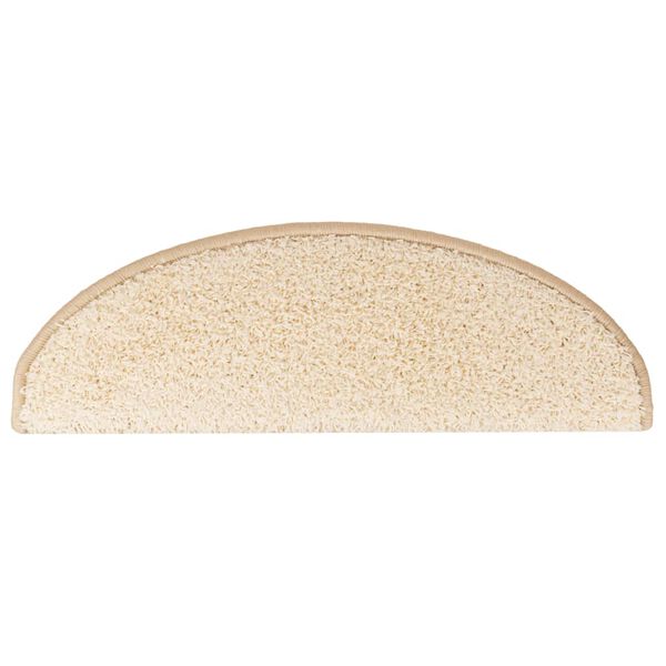 vidaXL Tapetes de escada 10 peças 65x21x4 cm creme semicircular grande